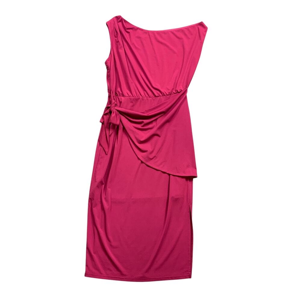 Grace Karin Dress Women L Large Magenta Asymmetric Drape Neck Layered Waist Slit